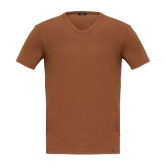 Tom Ford T-Shirts, male, Brown, Size: XS V-neck T-shirt