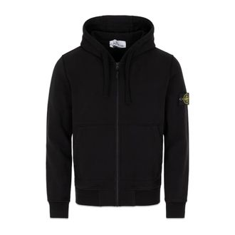 Stone Island Hoodies & sweatvesten, Heren, Zwart, XL, Katoen, Hooded sweatshirt met rits
