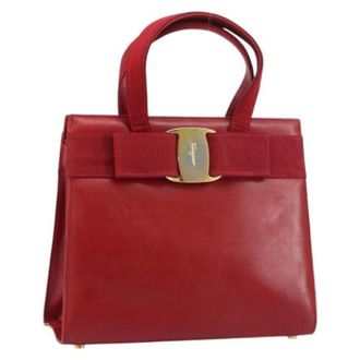 Ferragamo Pre-owned Handbags, female, Red, Size: ONE SIZE Pre-owned Leather Handbag