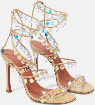 Amina Muaddi Tina 105 embellished leather sandals