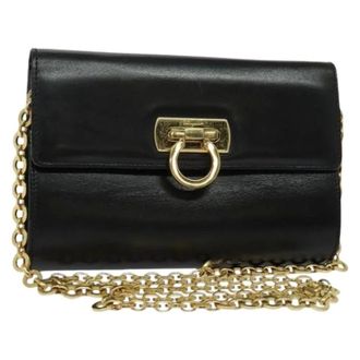 Ferragamo Pre-owned Clutches, female, Black, Size: ONE SIZE Pre-owned Leather Crossbody Bag