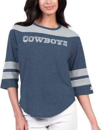 Starter Womens Starter Navy Dallas Cowboys Fullback Tri-Blend 3/4-Sleeve T-Shirt at Nordstrom, Size X-Small