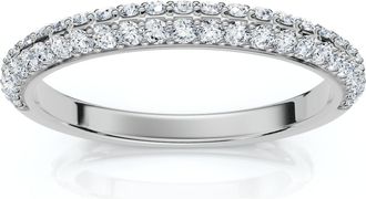 Pompeii3 1/4Ct TW Diamond Micro Pave Wedding Ring Stackable Band 14k Gold Lab Grown