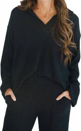 Bloomingdale's Shea Collared Pullover Top In Black