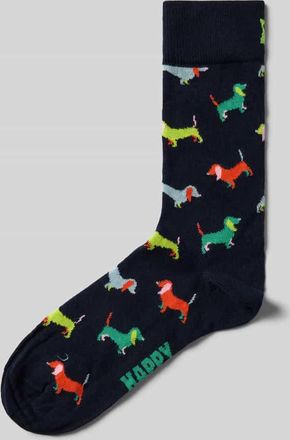 Happy Socks Socken mit Motiv-Stitching Modell PUPPY LOVE in Marine, Größe 41-46