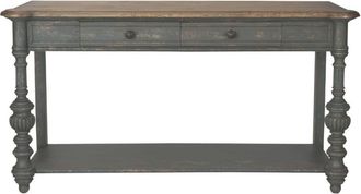 Signature Consola de pino y roble macizo negro - A85 cm