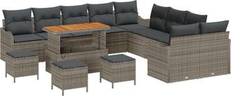 vidaXL Vidaxl - Garden Sofa Set with Cushion 14 pcs Grey 110 x 55 x 71 cm