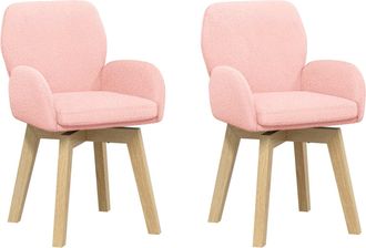 vidaXL Sillas De Comedor Giratorias 2 Uds. Boucl&eacute; Rosa 54 X 58 X 87 Cm Vidaxl