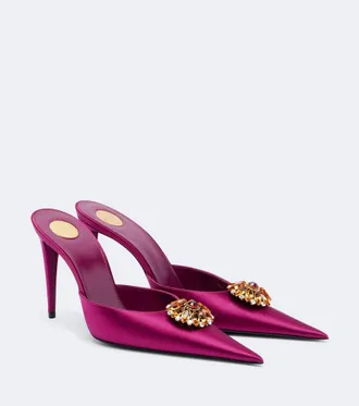 Saint Laurent Cosmo embellished satin mules