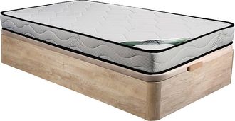 Vente-Unique Conjunto 90 x 190 cm somier arc&oacute;n natural claro + colch&oacute;n de espuma y tela de bamb&uacute; de 15 cm de grosor - KANANI de NATUREA