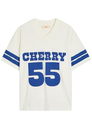 Cherry Los Angeles Appliqu&eacute;d Cotton Football T-shirt - White - XL