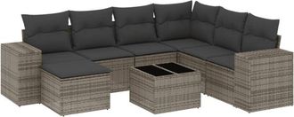 vidaXL Vidaxl - Set De Sof&aacute;s De Jard&iacute;n 8 Pzas Y Cojines Rat&aacute;n Sint&eacute;tico Gris