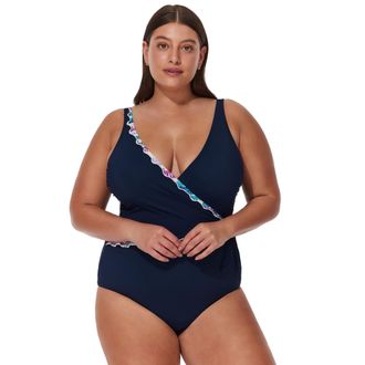 Gottex Canva Plus Size Tricolore V Neck Surplice One Piece