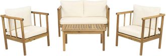 Habitat et Jardin Conjunto De Jard&iacute;n De Madera Con Cojines Incluidos <> - 4 Plazas - Beige