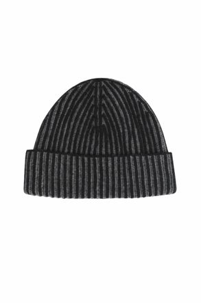Moorer Mens Ribbed Knit Beanie Hat In Nero/dark Grey