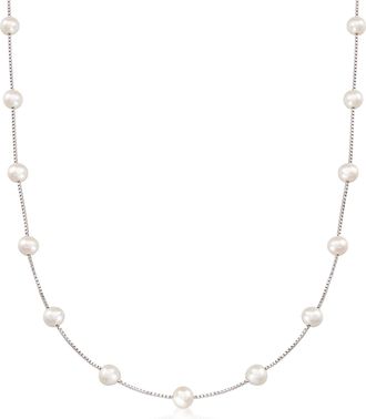 Ross-Simons 6-6.5mm Cultured Pearl Station Necklace in Sterling Silver