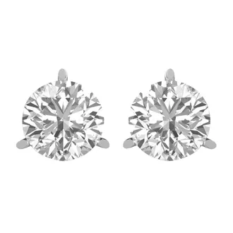 Diamond2Deal 14k Gold 1Ct Round Lab Grown Diamond Stud Earrings 3 Prong