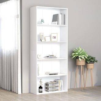vidaXL Vidaxl - Libreria A 5 Ripiani Bianca 80x30x189 Cm In Legno Multistrato