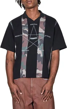 Pleasures Social Rugby Polo in Black at Nordstrom, Size X-Large