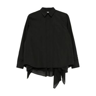 sacai Shirts, female, Black, Size: M Point-collar Shirt