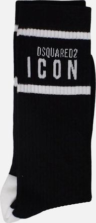 Dsquared2 Mens Cotton Black Socks - Size: 16/14.5/8/15/8.5/15.5/9/13/13.5/14/6.5/7/7.5/11.5/5/12/5.5/12.5/6/3.5/3/10.5/4/11/4.5/2.5/9.5/10/One size