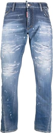 Dsquared2 distressed slim-cut jeans - men - Polyester/Cotton/Spandex/Elastane/Polyester/Cotton/Calf Leather - 46 - Blue