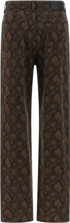 Rotate Animal Print Cotton Jeans - Brown