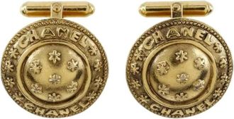 Chanel Pre-owned Accessories, male, Yellow, Size: ONE SIZE Pre-owned Vintage Logo Round Cufflinks