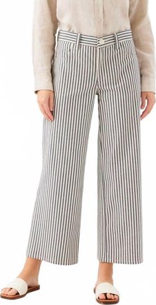 Karen Kane Stripe Cropped Jeans In Cream With Navy