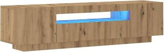 Berkfield Home TV Cabinet with LED Lights Artisan Oak 160x35x40 cm Engineered Wood in Brown | Size: 160 x 35 x 40 cm