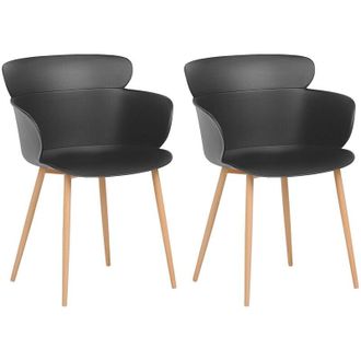 Beliani Set of 2 Dining Chairs SUMKLEY Black