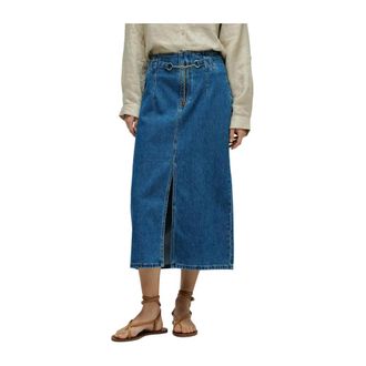 Salsa Denim Skirts, female, Blue, Size: XS Midi Denim Skirt