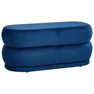 Beliani Banco Puf Decorativo Tapizado Moderno Estampado Liso Taburete Terciopelo Azul Marino Ellendale