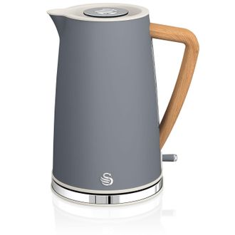 SWAN Sk14610gryneu Nordic Hervidor Agua El&eacute;ctrico Ultra R&aacute;pido, 1,7 L, Sin Bpa, Acero Inoxidable, Resistencia Oculta, Inal&aacute;mbrico 2200w Gris