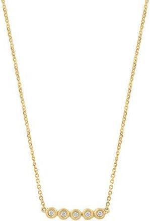 Effy 14K Gold Plated Sterling Silver Diamond Bar Pendant Necklace at Nordstrom Rack, Size 18