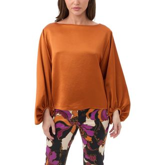 Trina Turk Ursa 2 Satin Boat Neck Top in Amber at Nordstrom, Size X-Large