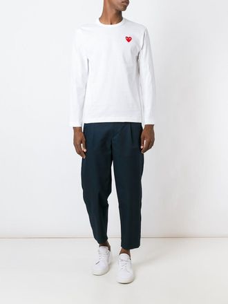 Comme Des Gar&ccedil;ons Logo Heart-Patch Cotton T-shirt - White
