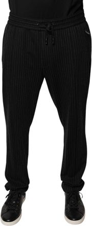 Dolce & Gabbana Black Stripes Viscose Skinny Dress Mens Pants (Pre-Owned)