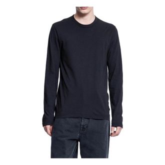 James Perse Long Sleeve T-Shirts, male, Black, S, Black Cotton Long Sleeve Crew Shirt