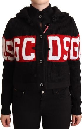 GCDS Cashmere Hooded Button Down Logo Cardigan Womens Jacket
