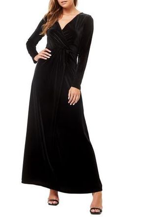By Design Love by Design Long Sleeve Velvet Maxi Dress in Black at Nordstrom Rack, Size X-Small