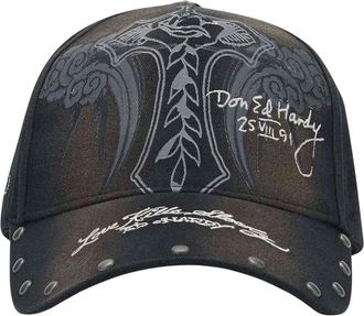 Ed Hardy Storming Rose 5 Panel Trucker Cap - unisex - Accessoires - Zwart - Maat: ONE Size Katoen