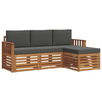 vidaXL Conjunto De Sof&aacute;s De Exterior 4 Pcs Natural Y Antracita Vidaxl