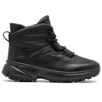 UGG Yose Puffer Lace Textile Synthetic Womens Lace up Boots - Black - Size:UK 7