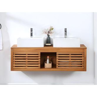 Vente-Unique Vente-unique - Mobile bagno sospeso con lavabo doppio 130 cm Antracite - penebel