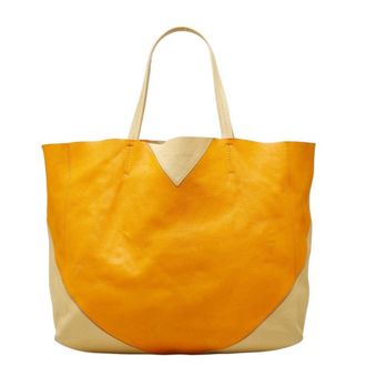 Celine Beige Yellow Leather Shoulder Bag Tote Bag (Pre-Owned)
