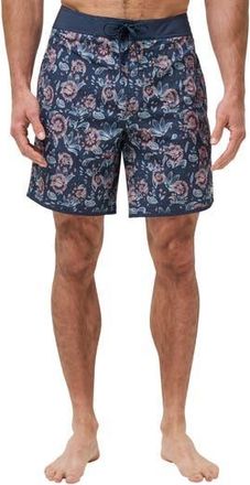 Travis Mathew Flourish Board Shorts in Mood Indigo/Vintage Indigo at Nordstrom Rack, Size 32