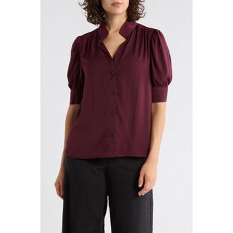 DKNY Puff Sleeve Button-Up Shirt in Syrah at Nordstrom Rack, Size X-Small