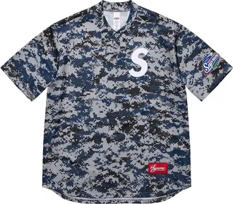 SUPREME S Logo Baseball Henley Digi Camo SS25KN95-DIGI-CAMO