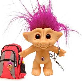 Generic Vintage Lucky Troll Doll Keychain, 80s Decorations, 10 Cm Chromatic Anti-lost Key Ring, Pendant Keychain, Interesting Gift, Suitable for Girls and Wom